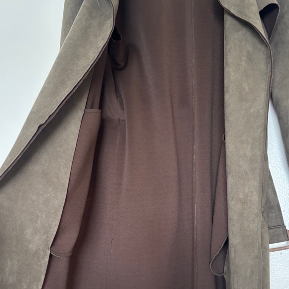 Anthropologie Olive green Faux suede trench coat - Picture 6 of 8